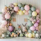 Pastel Floral Balloon Garland Kit – Dusty Green, Pink, Yellow & Purple Arch for Garden Parties