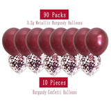 Burgundy Maroon Confetti Balloons-Wine Color Metallic Balloons For Wed