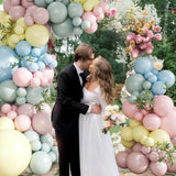 Pink Blue Yellow Pastel Balloon Arch Kit, 124Pcs Macaron Light Pink Blue Yellow Balloons For Spring Tea Party Baby Shower Wedding Birthday Gender Reveal Party Decorations