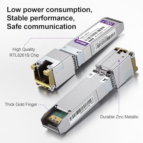 // + Module, Cat.6A/Cat7 Rj45 Connector, Up To 30M, 10Gbase-T Copper Transceiver Compatible For Cisco Sfp-10G-T, Ubiquiti Uf-Rj45-10G, Meraki, Fortinet, Netgear