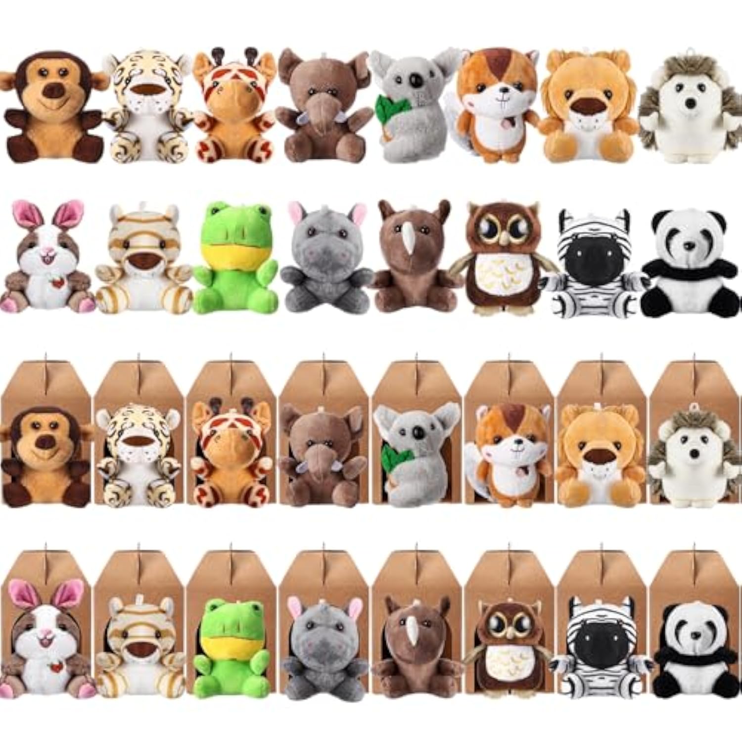 16 Sets Stuffed Animals Bulk Mini Plush Forest Animals Bulk Adopt A Pet Party Favors Jungle Safari Stuffed Toys With Paper Boxes For Pet Theme Birthday Party Favors