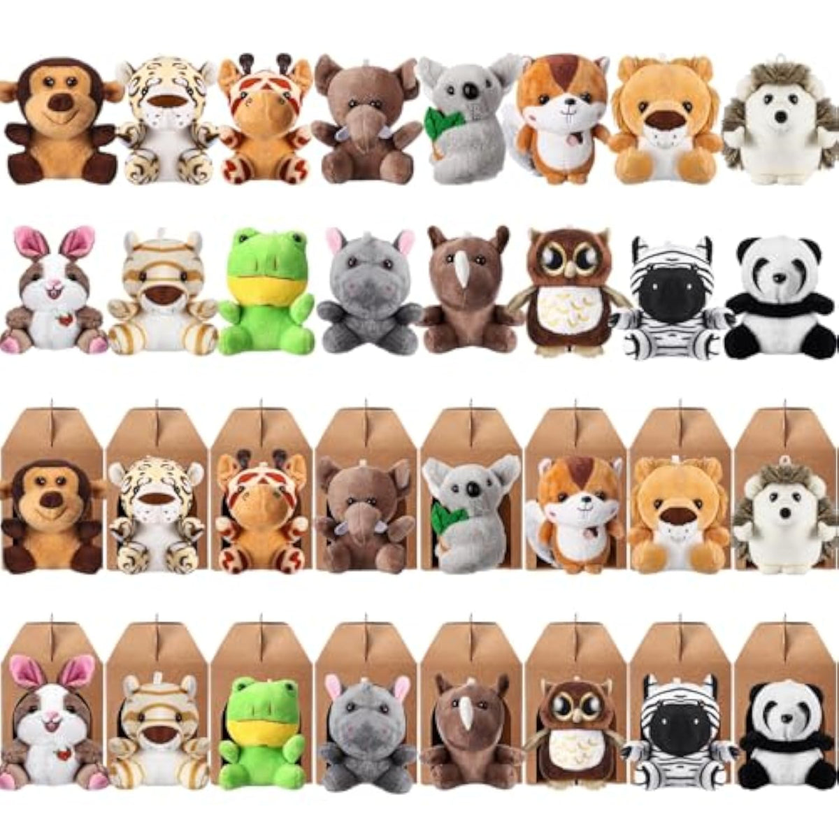 16 Sets Stuffed Animals Bulk Mini Plush Forest Animals Bulk Adopt A Pet Party Favors Jungle Safari Stuffed Toys With Paper Boxes For Pet Theme Birthday Party Favors