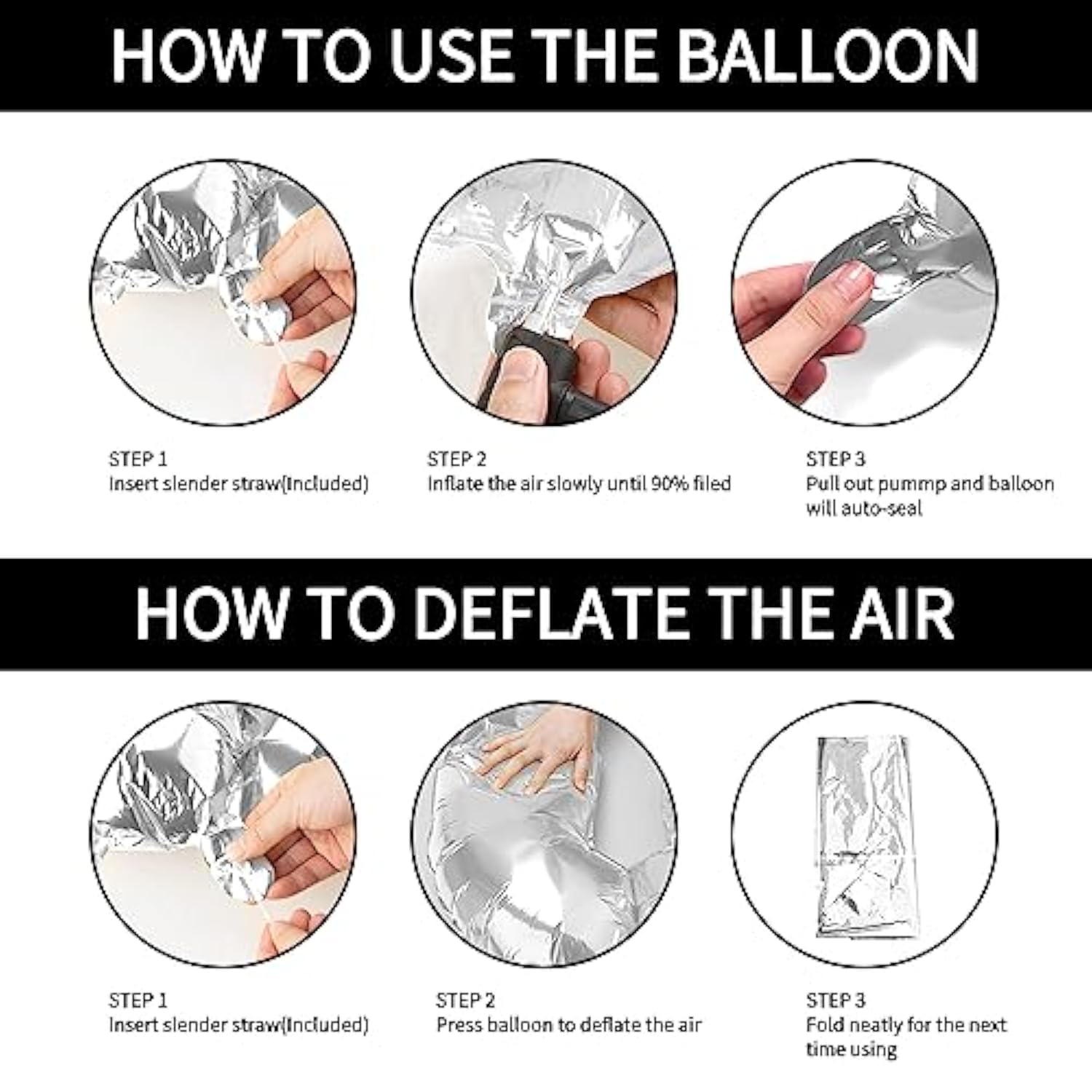 Happy Birthday Balloons Banner - 16 Inch Mylar Foil Balloon Letters & Reusable Silver Balloons Kit - Birthday Decorations & Party Favor Supplies