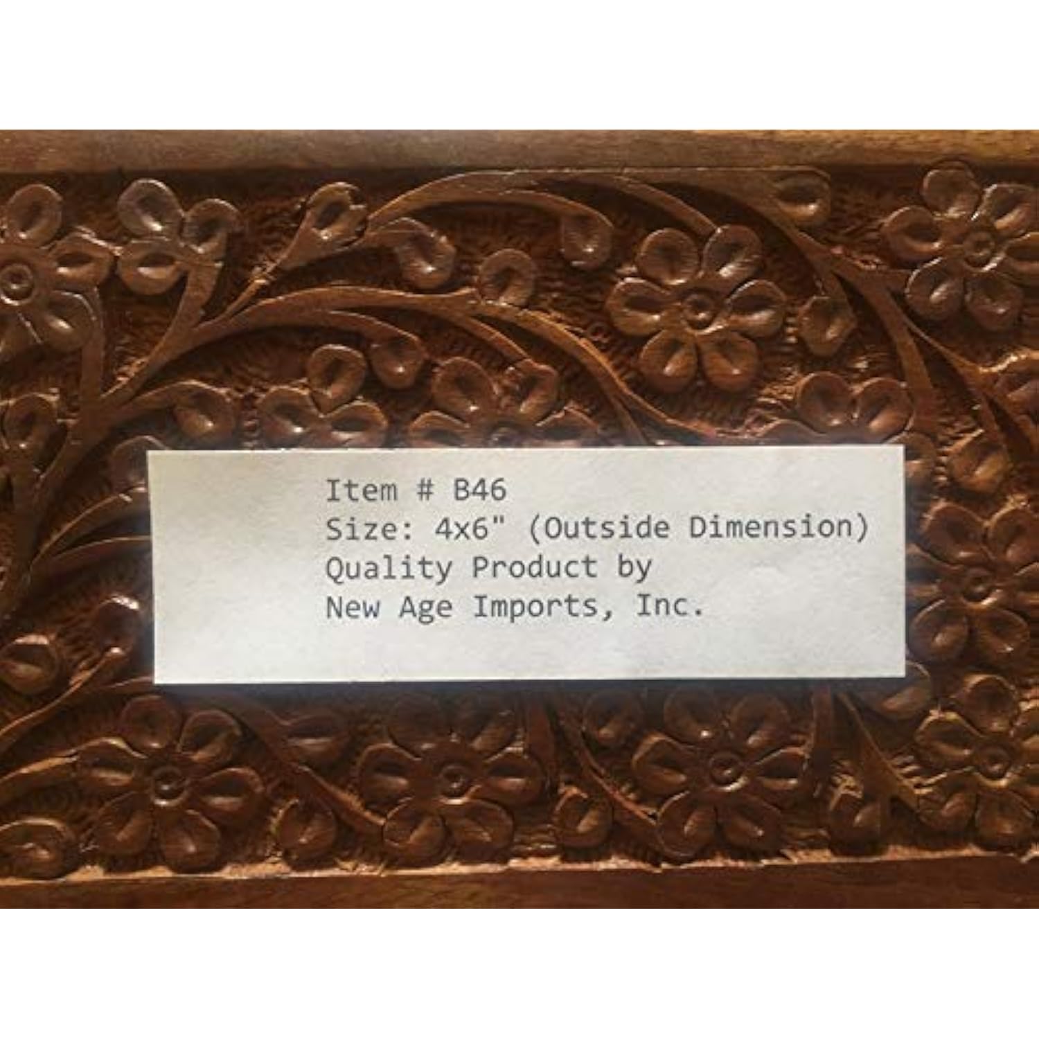 Gift Ideas~ Floral Carved Handmade Wooden Box 4 Inches By 6 Inches~Ideal For Storing Jewelry, Coins, Tartot Cards, Small Treasures, Urn Box & Etc (Floral Carved 4"X6")
