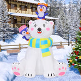 6 Ft Christmas Inflatables Bear Outdoor Decorations Blow Up Yard Penguin With Built-In Leds For Indoor Party Garden Lawn