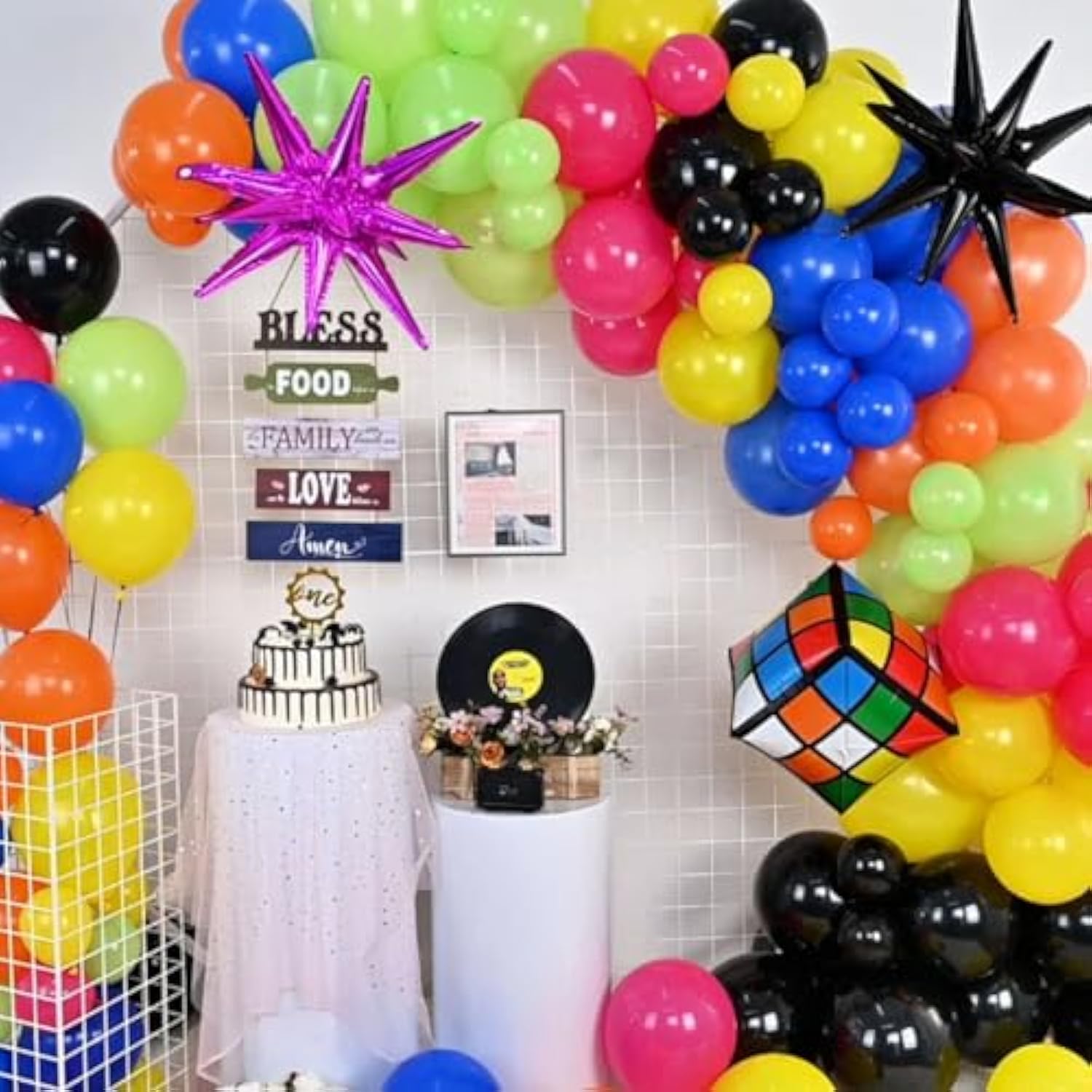 90S 80S Party Balloon Garland Arch Kit, 90S 80S Theme Party Decorations With 4D Dice Hot Pink Black Star Foil Balloons For Retro Theme Hip Hop Fever Nostalgic Birthday Party Decoration