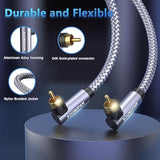 Dual 90 Degree Rca Cable Double Right Angle Rca Subwoofer Cable [24K Gold-Plat