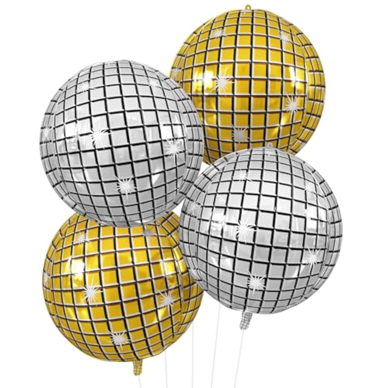Disco Ball Balloons Gold Silver 4pcs 22in Birthday Bachelorette Decor