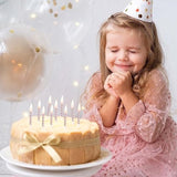 Happy Birthday Candles Letter Cake Topper With 10 Pcs 2.95 Inch Short Thin Spiral Candles For Cake Topper Birthday Decoration Party Supplies(Rose Gold)
