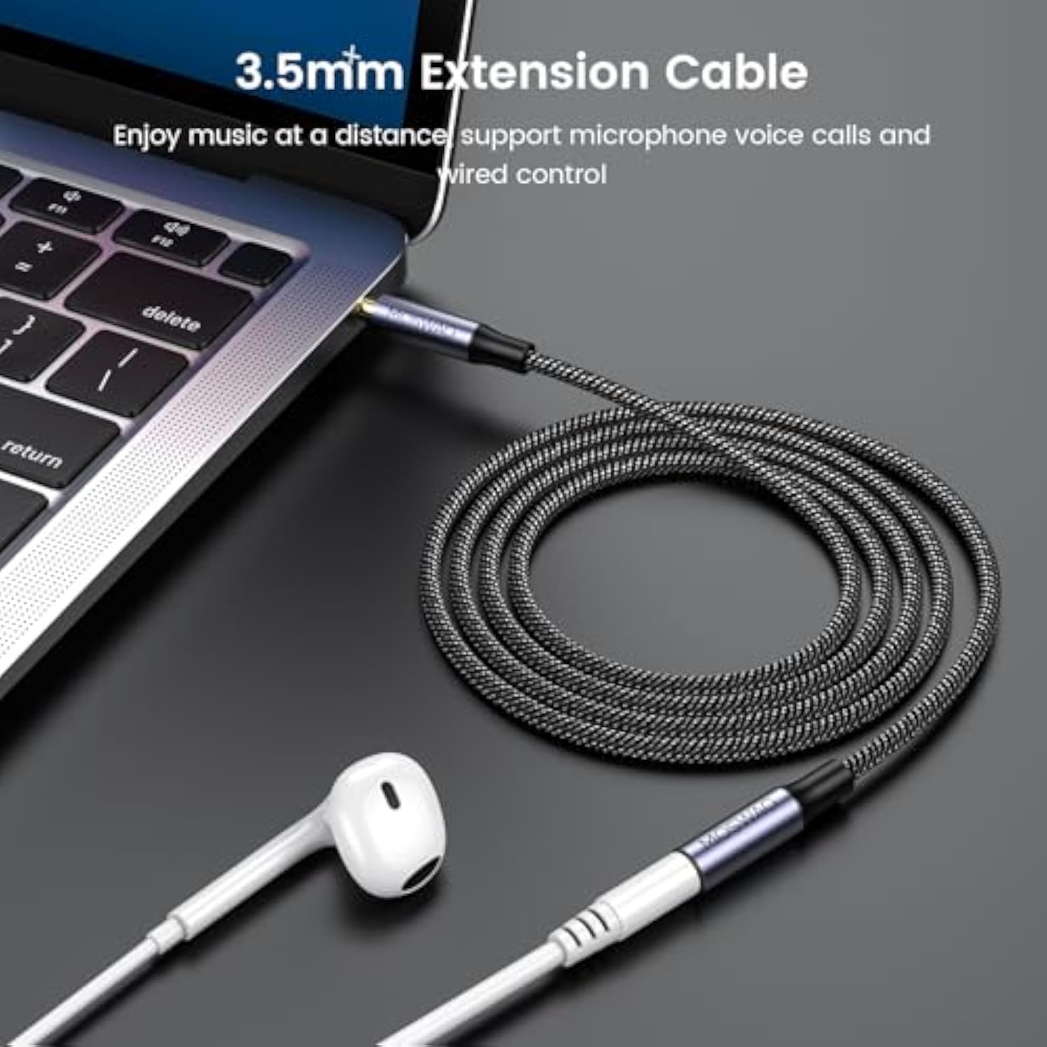 3.5Mm Extension Cable 6.6Ft/2Meter Audio Male To Female Stereo Extension Adapter Nylon Braided Cord Compatible For Home/Car Stereos Smartphones Headphones Tablets Media Players And More