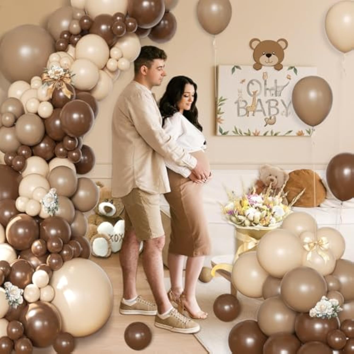 138pcs Brown Beige Balloon Arch Kit for Baby Shower, Wedding, or Birthday Decor