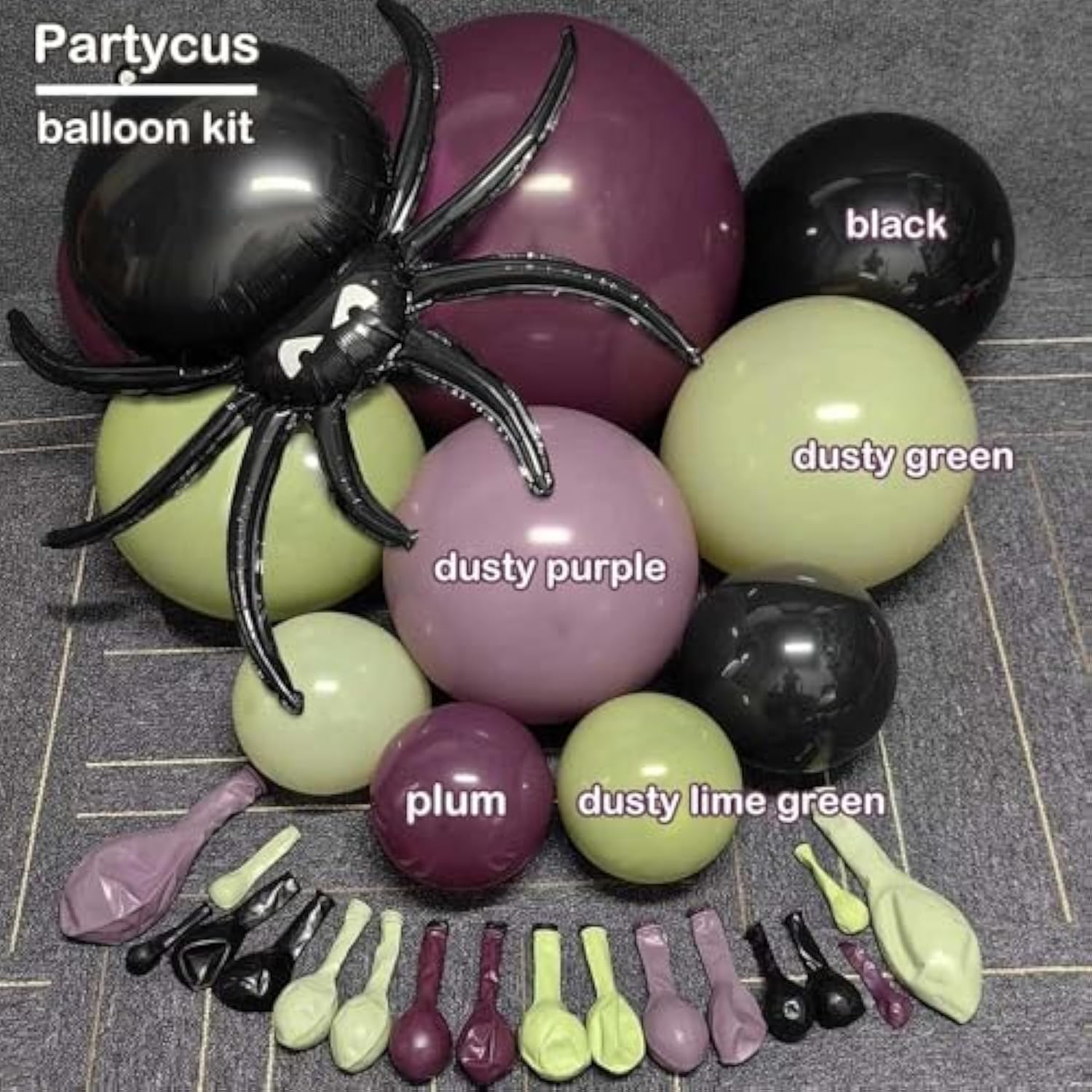 Halloween Balloon Garland Kit: Purple, Green, Black, Spider Foil Balloons