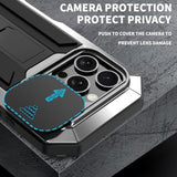 Rugged Metal Case For Iphone 16 Pro Max With Screen Protector, Kickstand, Camera Slide Cover, Full Body Cover, Military Grade Armor, Shockproof, Drop Tested, Outdoor (Silver)