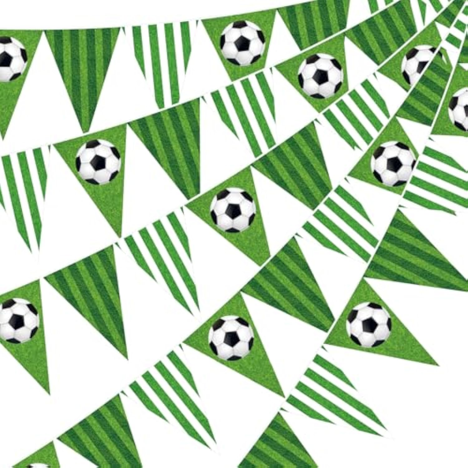 5 Pack Green Soccer Banners Soccer Party Decorations Sports Champion Paper Pennants Green Hanging Triangle Flags Garland Bunting For Sports Game Fans Outdoor Indoor Birthday Party Supplies