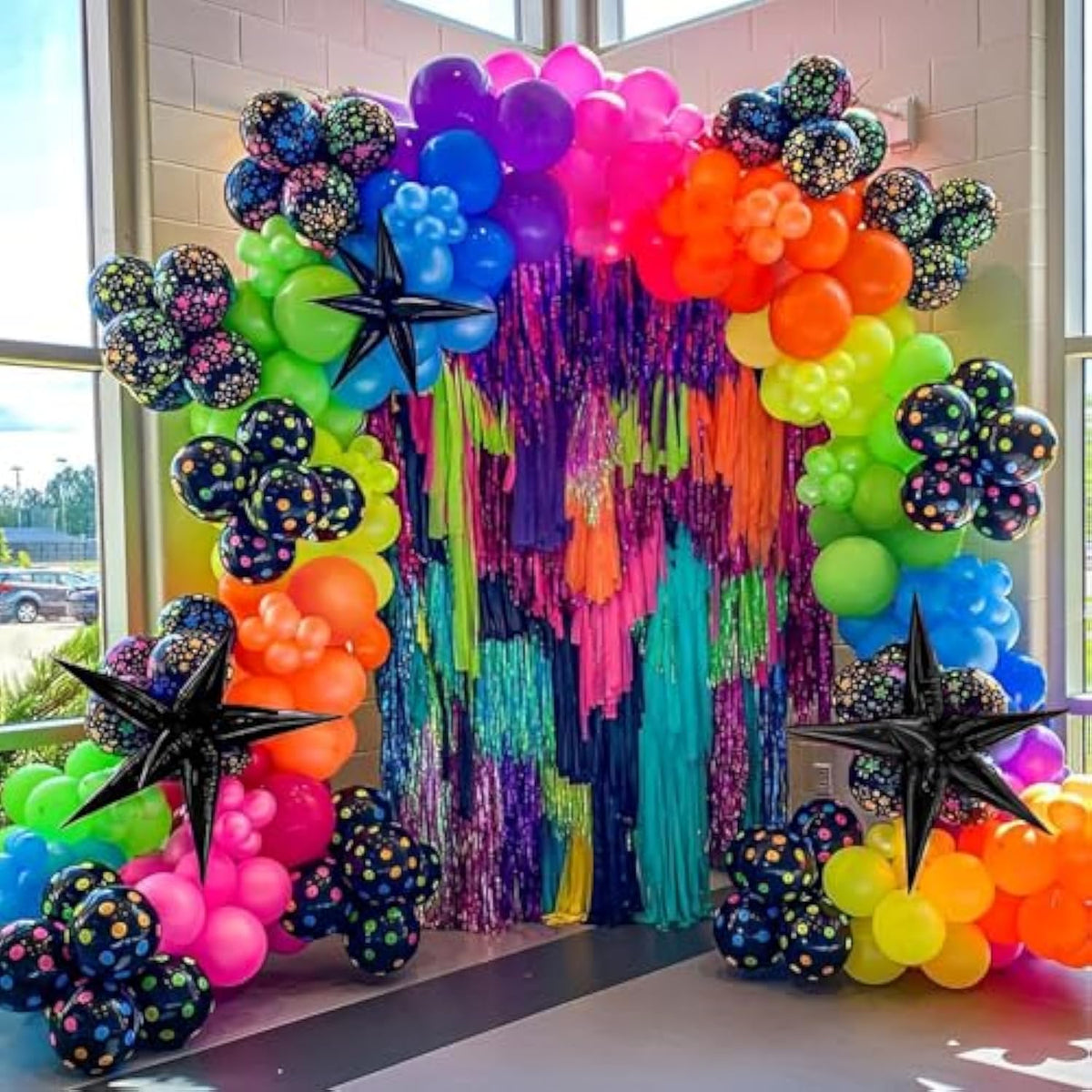 Glow In The Dark Balloon Arch Garland Kit, 165Pcs Uv Neon Luminous Fluorescent Rainbow Balloons For Let'S Glow Party Back To 80S 90S Disco Rock Roll Birthday Party Decorations