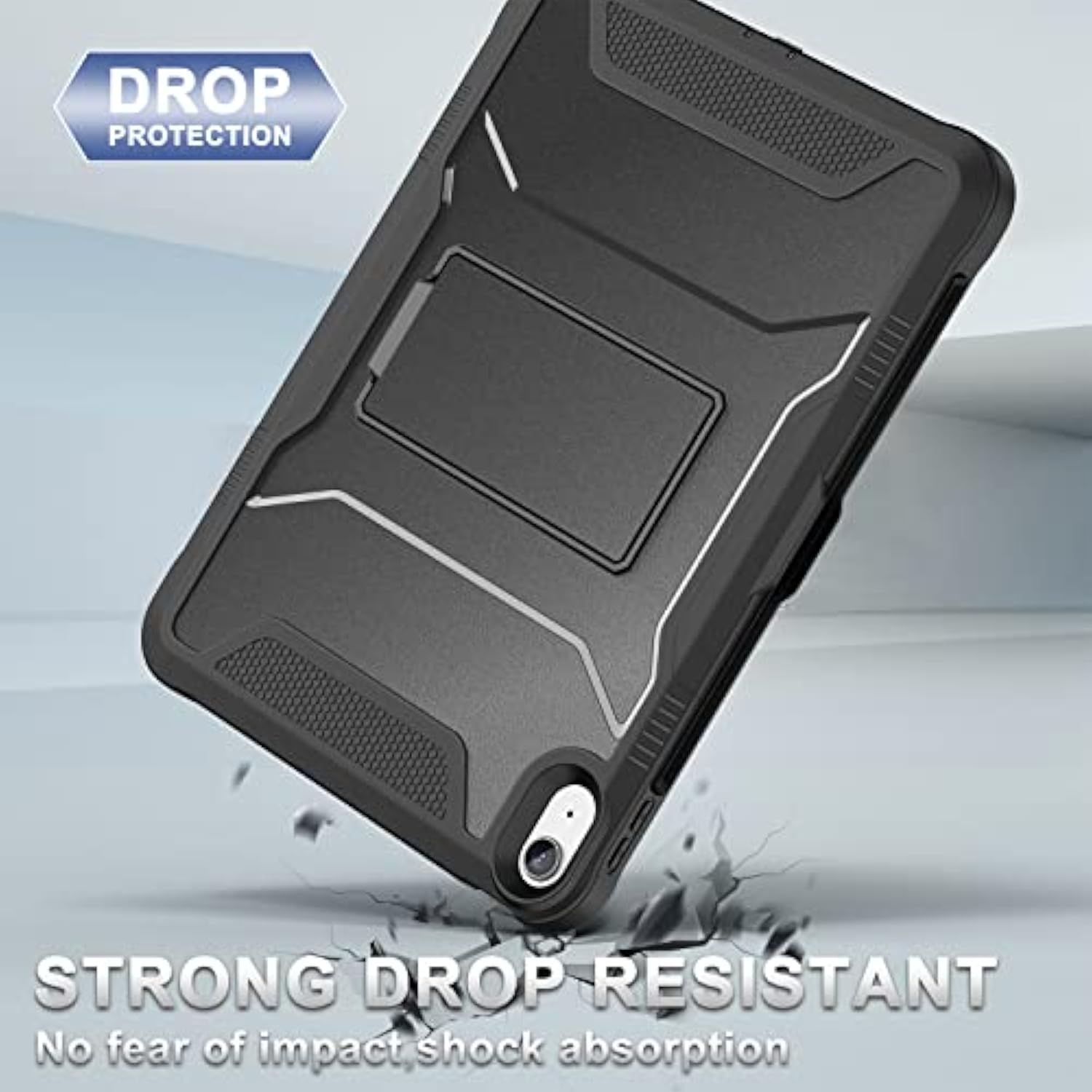 Case For (A16) 11Th Generation 11-Inch 2025, 10Th Generation 10.9-Inch 2022, With Built-In Screen Protector And Kickstand, Rugged Full Body Protective Cover - Black
