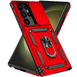 Phone Case For Samsung Galaxy S24 Ultra Case With Kickstand And Slide Camera Cover [ Military-Grade ] Full Body Drop Tested Protective Cover (Red, Galaxy S24 Ultra 6.8)