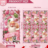 100 Pcs Christmas Paper Napkins Pink Christmas Napkins Christmas Disposable Napkins Santa Claus Napkins Merry Christmas Disposable Hand Towels For Bathroom Xmas Birthday Party Holiday Supplies
