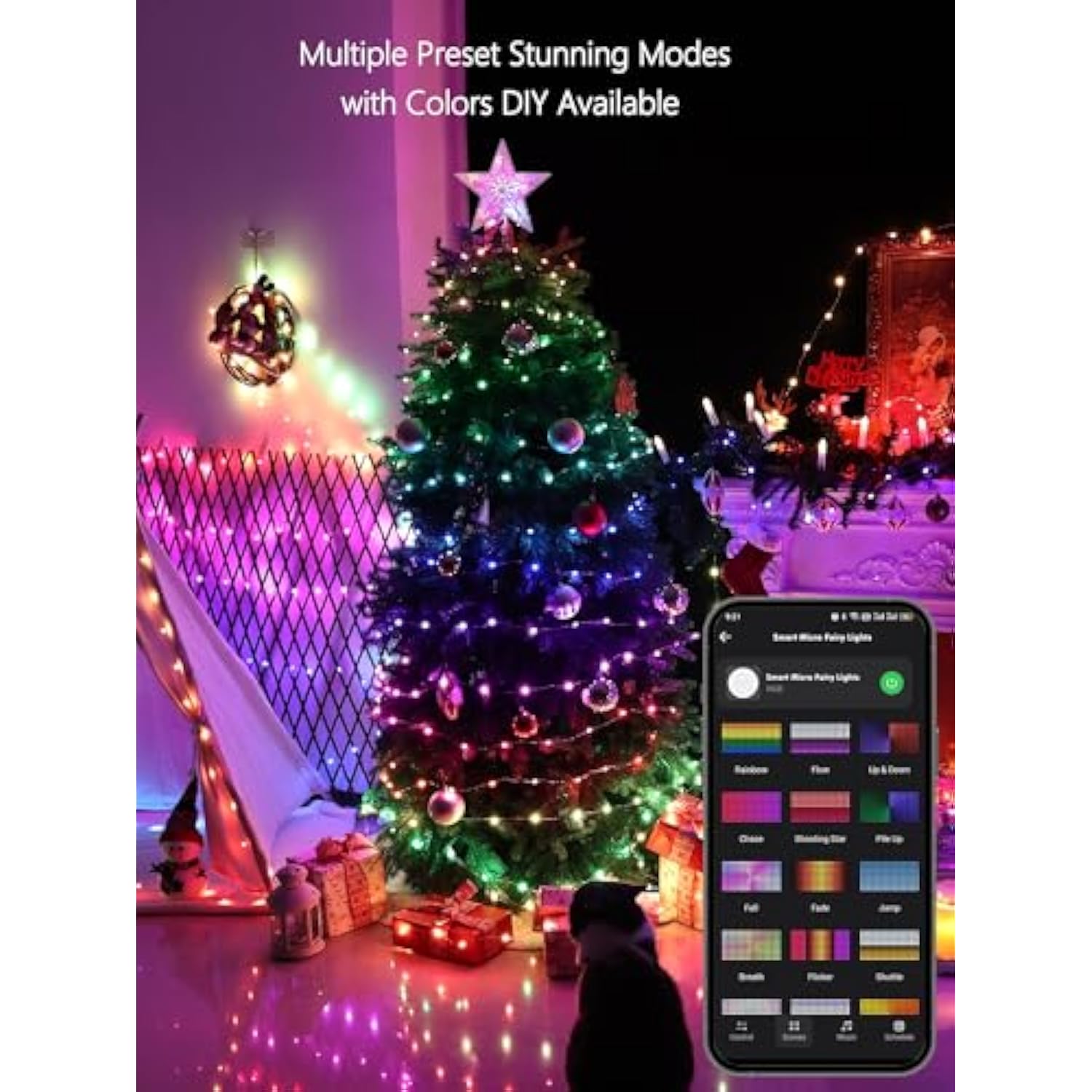 Smart Fairy Lights, 66Ft 200 Led String Light Wifi Smart Christmas Lights App Controlled, Rgb Color Changing Mini Light