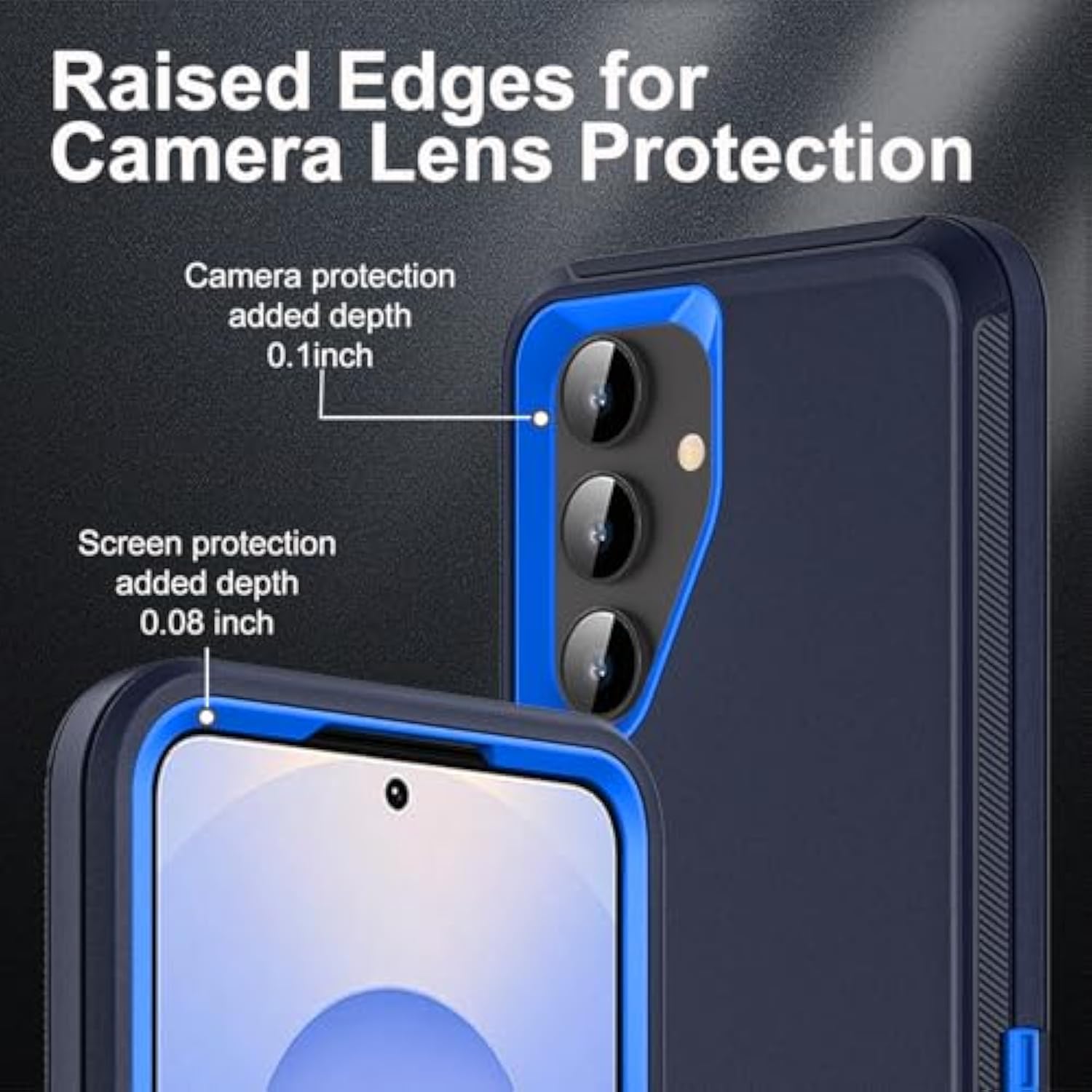 For Samsung Galaxy S25 Case, Only, [Not Fit Galaxy S25 Edge/S25 Plus/S25 Ultra], Military Grade Case With 2Pcs Tempered Glass Screen Protector & 1Pcs Camera Lens Protector (Navy Blue)