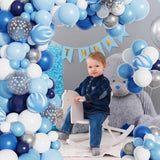 Blue Balloons Arch Garland Kit, 134Pcs Navy Royal Light Blue Balloons