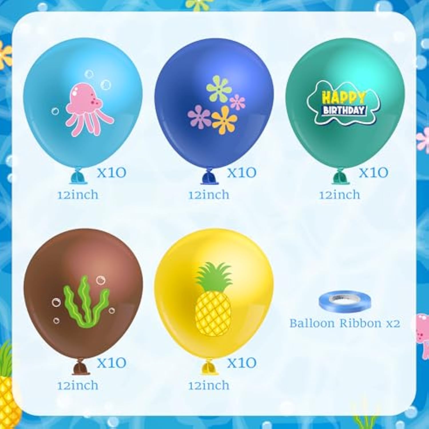 50Pcs Pineapple Balloons, Summer Tropical Latex Arch for Birthday, Baby Shower, Luau Party