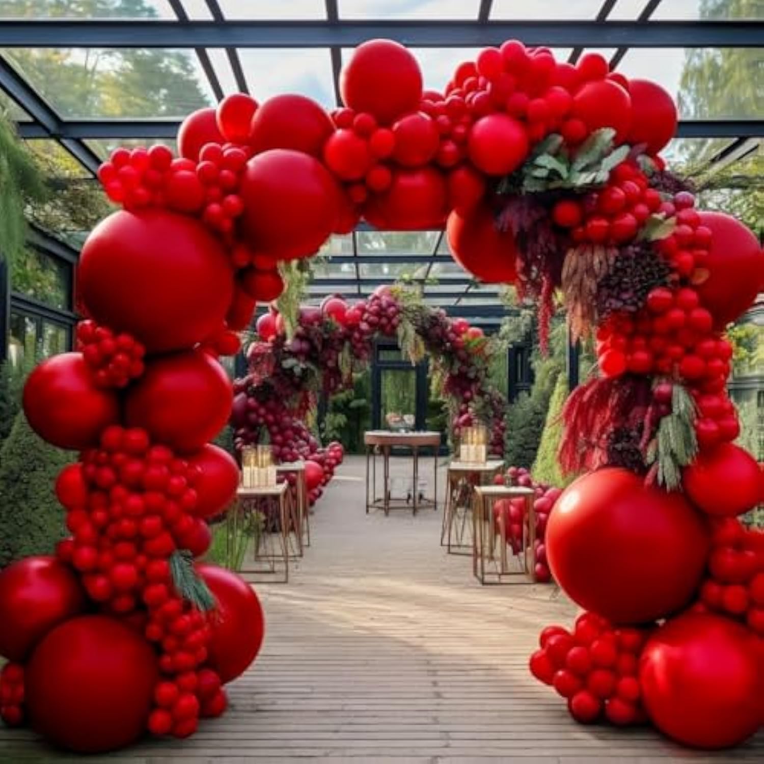 Red Balloons Double Stuffed Latex Garland Arch Kit for Birthday Wedding Baby Shower Party