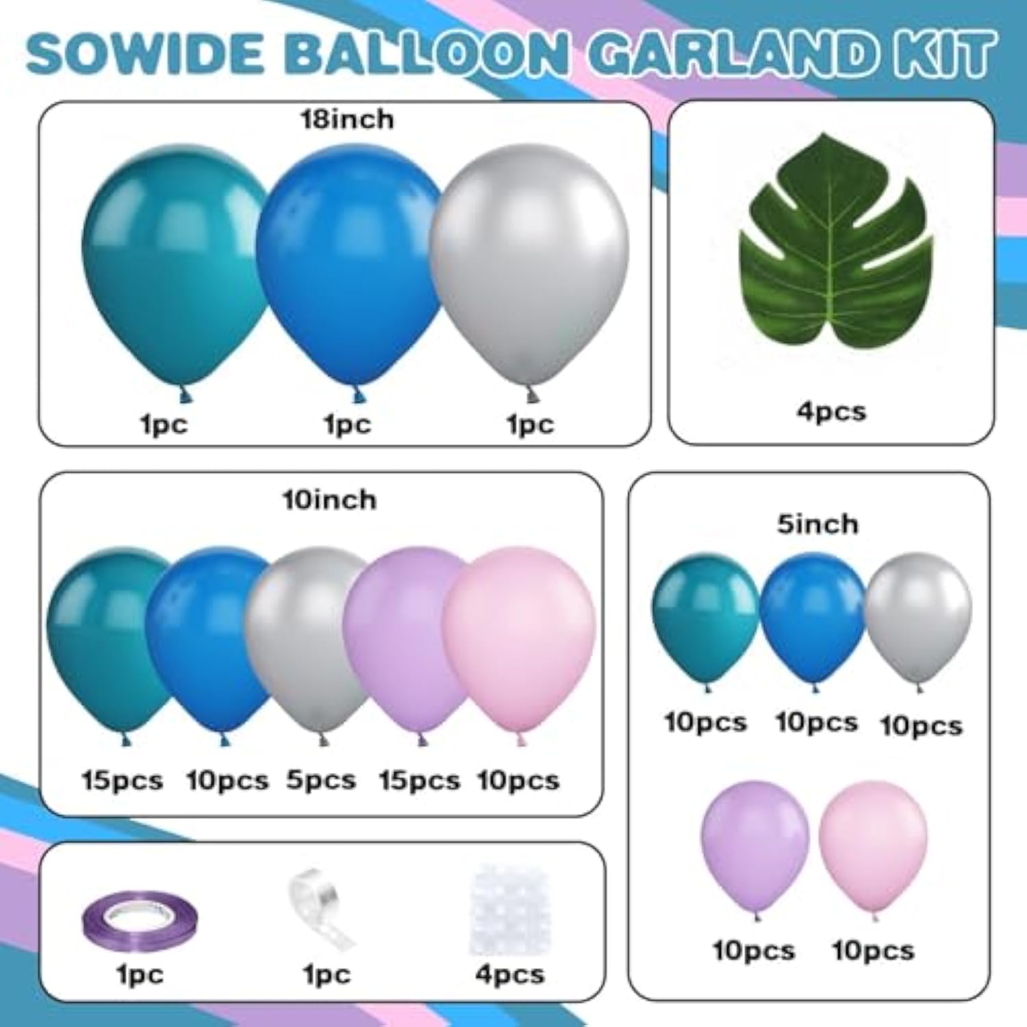 118PCS Blue Purple Balloon Garland Kit - Metallic & Pastel Balloons for Any Party