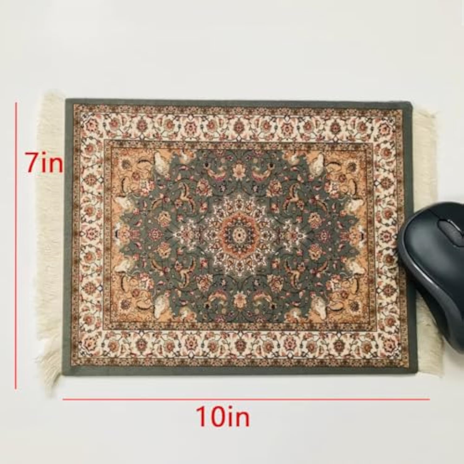 Persian Mouse Pad Boho Mouse Rug For Desk, Round Gaming Mouse Pad, Rubber Mouse Pads For Wireless Mouse, Tassel Mouse Pads For Office Home Laptop Computer, Non-Slip Mouse Mat, Gifts For Women Men