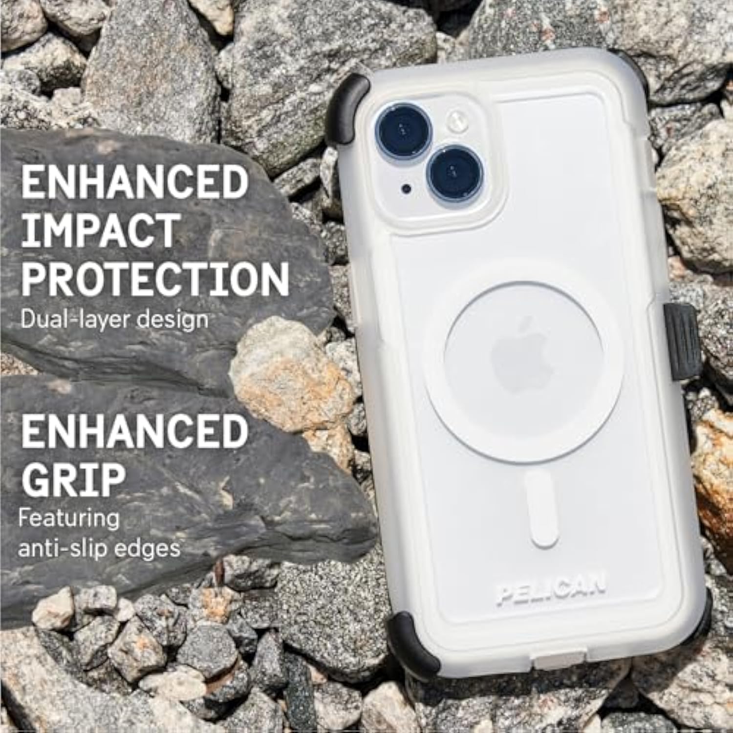 Voyager - Iphone 15 Plus Case 6.7" [Compatible With Magsafe] [Anti-Yellow] Magnetic Charging Phone Case With Belt Clip Holster Kickstand [18Ft Military Grade Drop Protection] - Clear