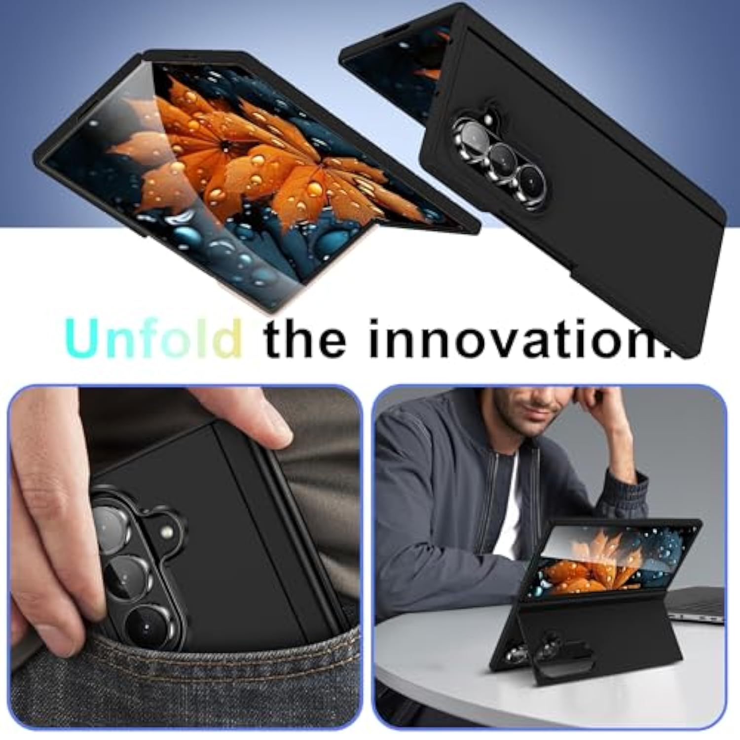 For Samsung Galaxy Z Fold 7 Case With Holder, Hard Pc Protective Case, Scratch-Resistant Rugged Cover For Galaxy Z Fold 7, Folding Stand Case (Black)