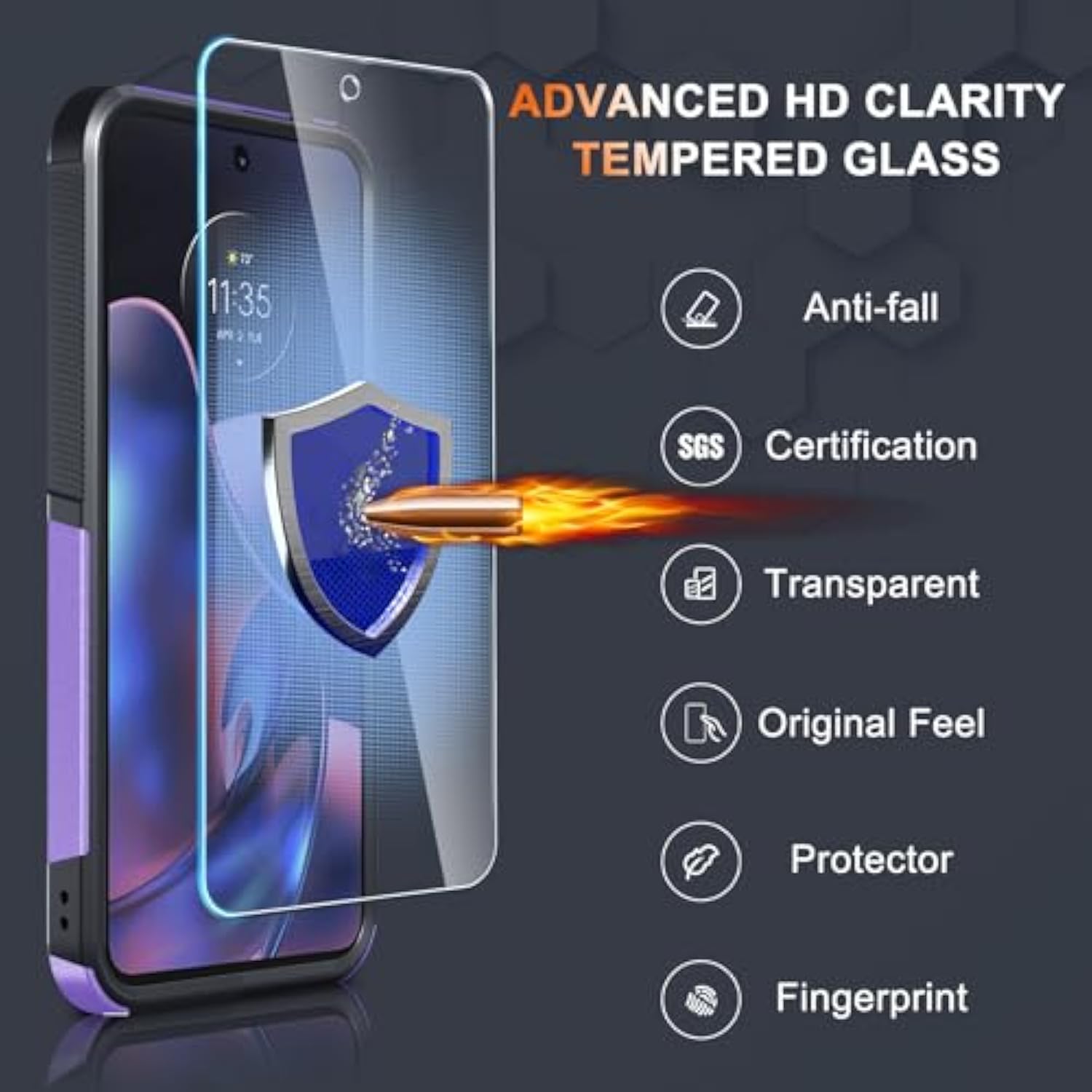 Case Compatible With Moto G 5G 2024, Full Body Heavy Duty Rugged Shockproof Protective Phone Cover With Lanyard Strap, Tempered Glass Screen Protector, Lavender