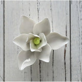 3D Ceramic Flower Wall Art Handmade Porcelain Flower Decoration For Home Office Decor (White,Magnolia Flower, 3.94")