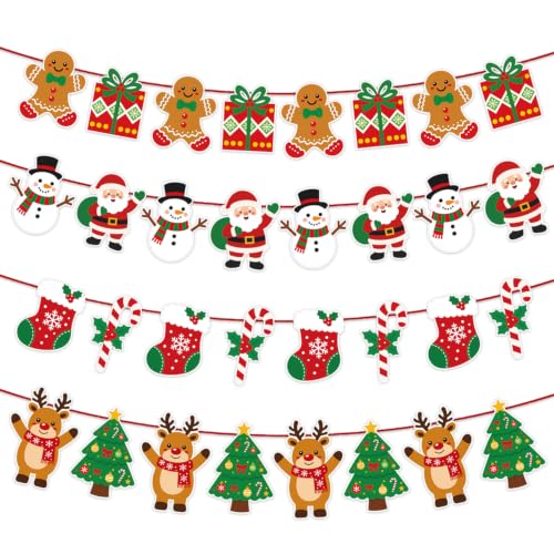 Christmas Party Decorations - 4 Packs Christmas Banner, 8.9 Ft
