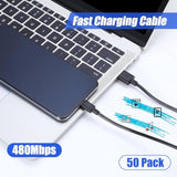 50 Pcs Micro Usb Cable Bulk, 3.3 Ft Fast Charging Cable 2A Black Cable Charge