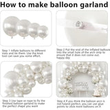 Pearl White Balloons Arch Kit, Double Stuffed White Balloon Arch Kit Different Sizes 18/12/10/5Inch White Latex Balloons For Wedding Bridal Anniversary Birthday Party Decoration