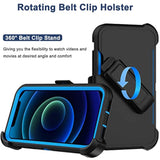For Iphone 12 Case, Iphone 12 Pro Case With Belt Clip Holster, 2X Screen Protector, Heavy Duty Military Grade Full Body Shockproof Rugged Protective Cover For Iphone 12/12 Pro (Black Blue)