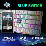 65% Wired Gaming Mechanical Keyboard and Mouse Combo, Mini 68 Keys, RGB Backlight, Lightweight RGB 6400DPI Honeycomb Optical Mouse,Mouse Pad Compatible with PS4,Xbox,PC,Laptop,MAC (White/Blue Switch)