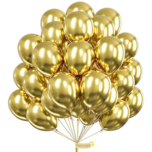 Metallic Gold Balloons 100 Pcs 12 Inch Chrome Gold Latex Balloons For Graduation Baby Shower Gender Reveal Christmas Wedding New Year Anniversaries Birthday Party Decorations Gold-G101