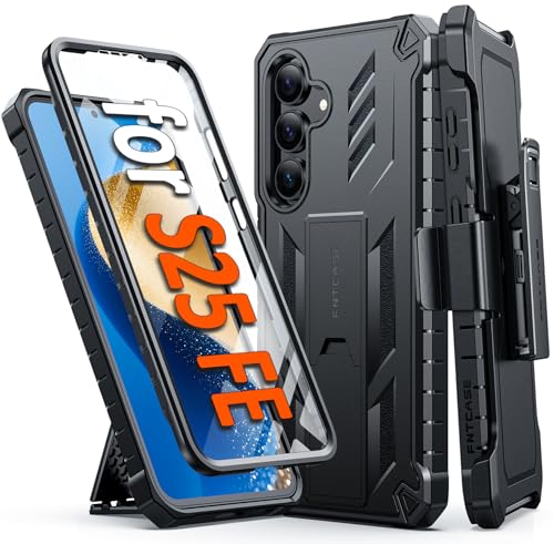 for  Galaxy S25-FE Case: Military Grade Rugged Cell Phone Cover with Kickstand & Belt-Clip Holster