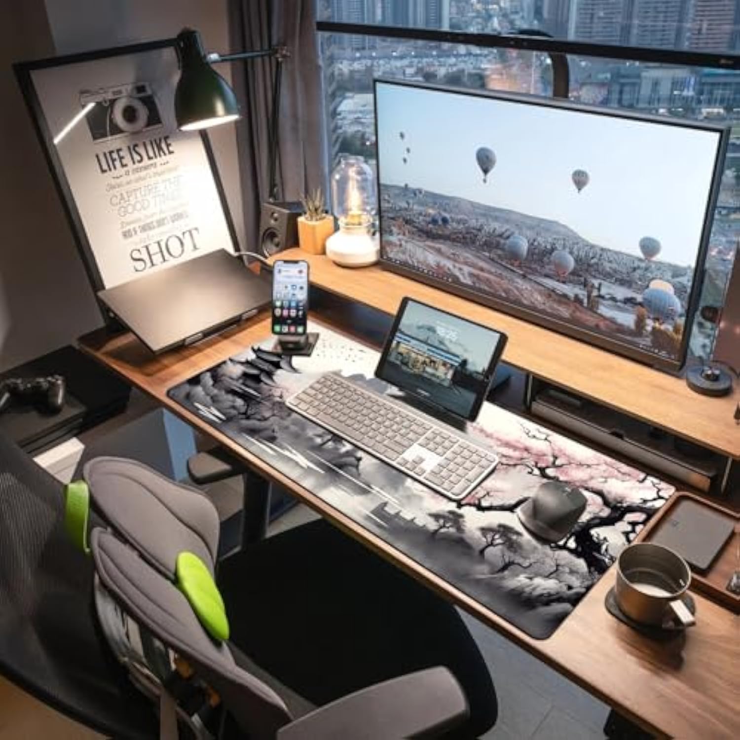 Japanese Large Gaming Mouse Pad Anime Extended Mouse Pad With Stitched Edges 3Mm For Home Office, 31.5 X 11.8 Inch