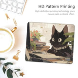 Funny Black Cat Mouse Pad Cute Small Mouse Pads For Desk Office Computer Mouse Pad For Laptop Wireless Mouse Anime Square Mousepad, Work Cat