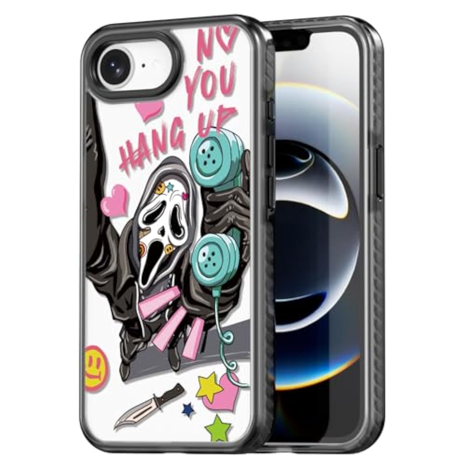 Compatible For 16E Case Cute - Durable Shockproof 6.6 Ft Drop Impact Phone Case - Black Funny Scream Skeleton Halloween Horror Design For 16 Se 4 6.1"