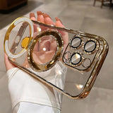 Magnetic For Iphone 16 Pro Max Case Clear Invisible Ring Stand Built-In Camera Lens Protector Compatible With Magsafe Shockproof Case For 16 Promax,Desert Titanium