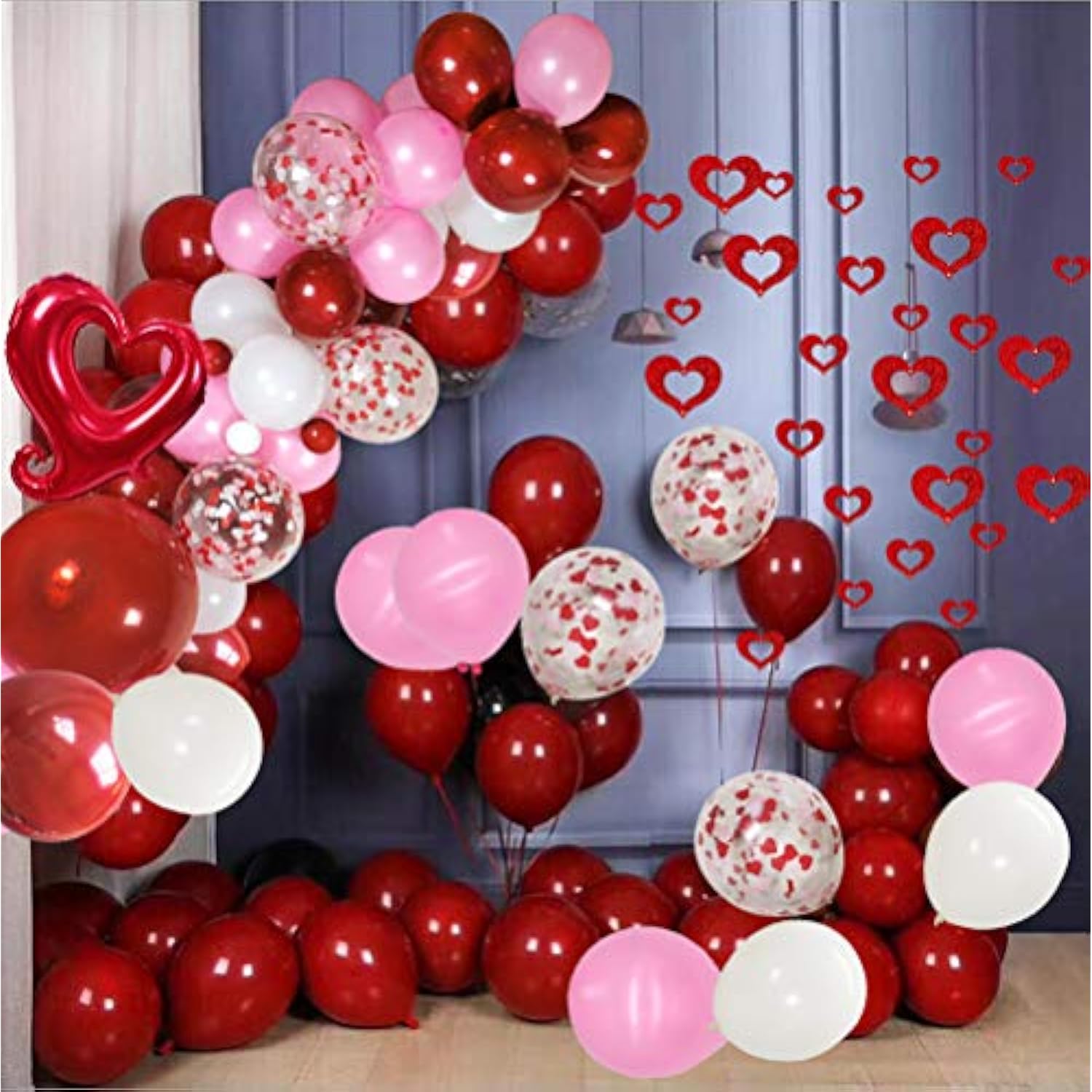100Pcs Valentines Day Red White Pink Balloons Garland Arch Party Decor