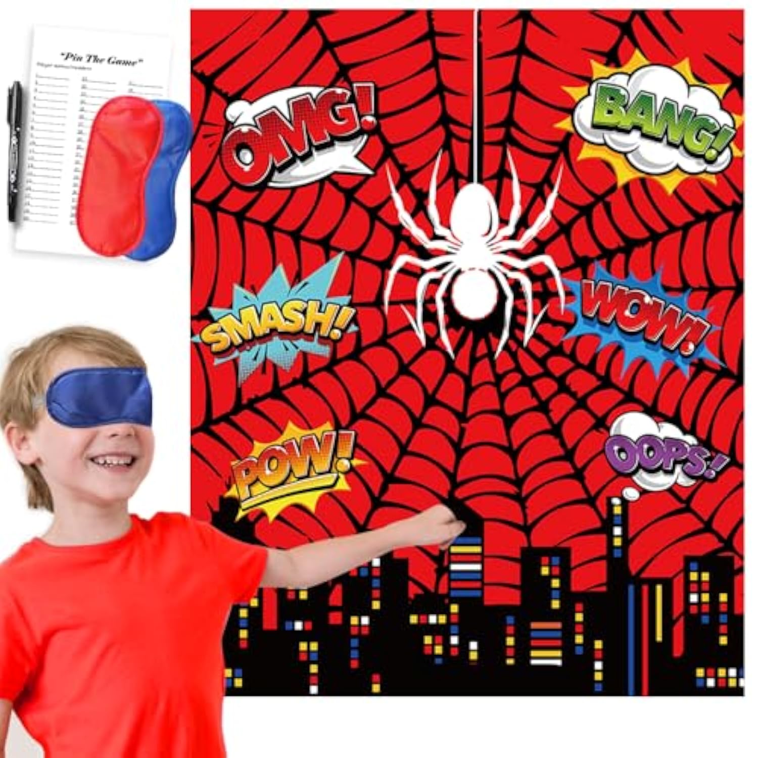 Spider Birthday Party Games Decorations, Pin The Sticker On The Spider Party Games For Kids Spider Hero Theme Party Games Supplies Favors - 27 Stickers