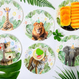 60Pcs Jungle Safari Party Plates 7Inch Wild Animals Birthday Paper Dinnerware Plate Set Safari Animal Themed Decorations For Boys Girls Baby Shower Supplies Gender Reveal Kids Birthday Favors