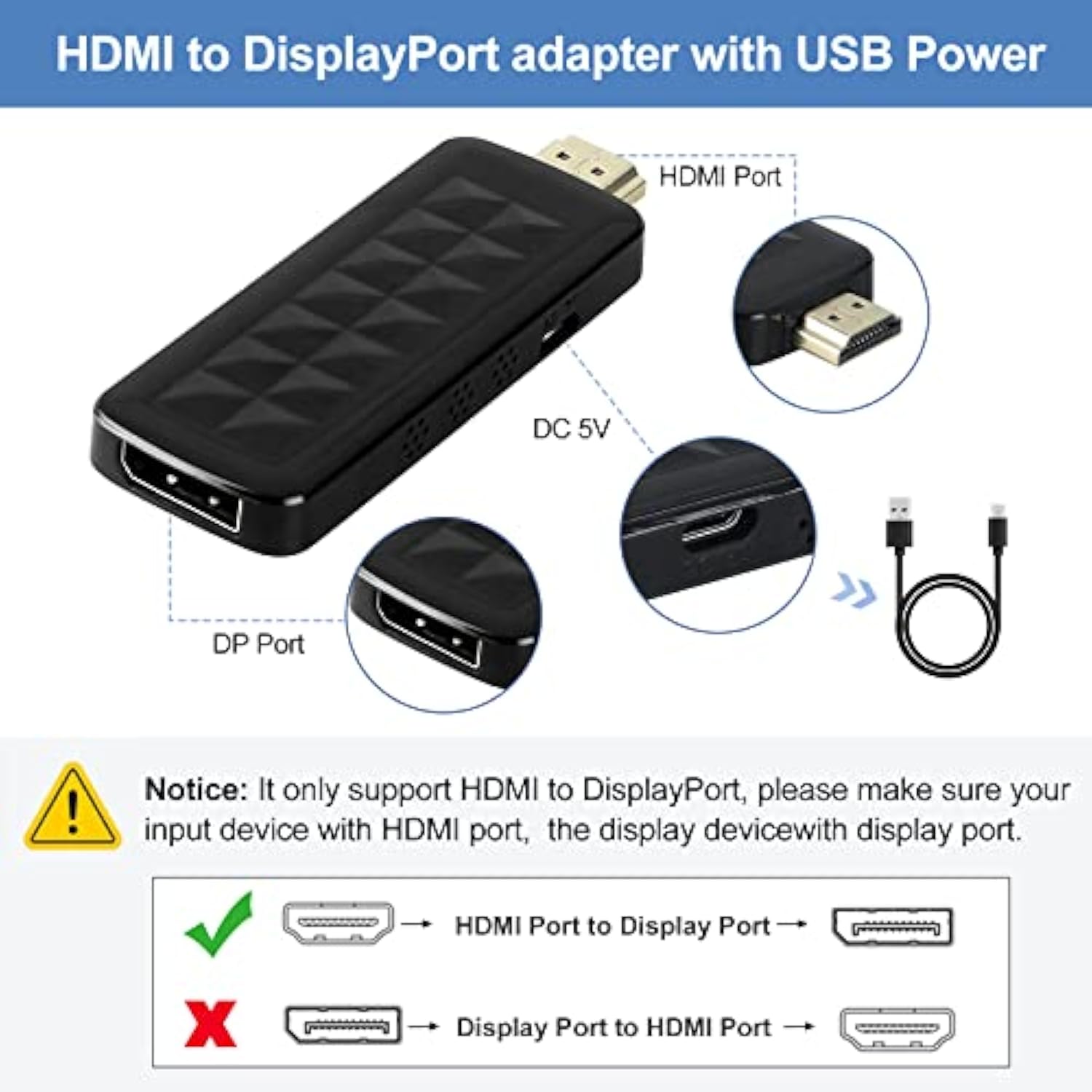 Hdmi To Displayport, Ferissa Hdmi To Displayport Cable Adapter, Hdmi Male To D