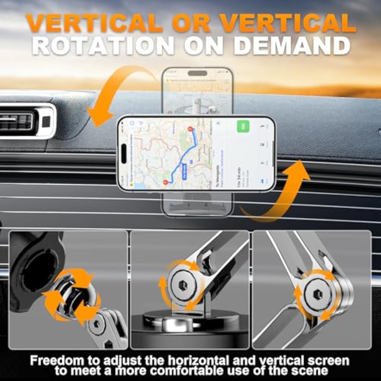 Magnetic Car Mount Charger Wireless, 15W Fast Charging 2 In 1 Magnetic Cell Phone Holder Stick On Dashboard Windshield, 360° Foldable Full Metal Car Accessories For Iphone16/15/14/13/12 Series