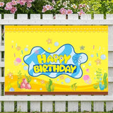 Cartoon Birthday Decorations, Yellow Banner For Birthday Party Backdrop, Photo Background Wall Decor Party Supplies